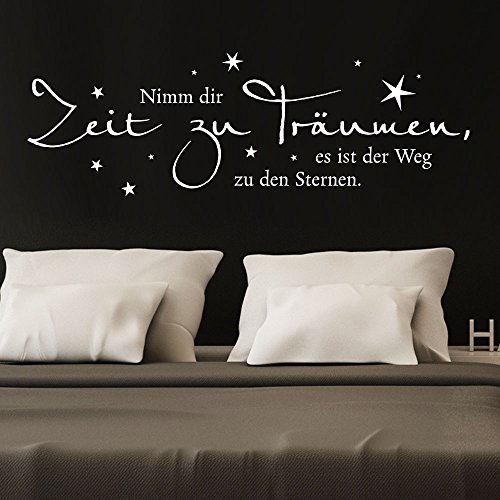 KLEBEHELD® Wandtattoo Nimm dir Zeit zu träumen, es ist der Weg zu den Sternen - Dekoidee Schlafzimmer Wandsticker Traum Sterne Farbe weiss, Größe 120x39cm von Klebeheld