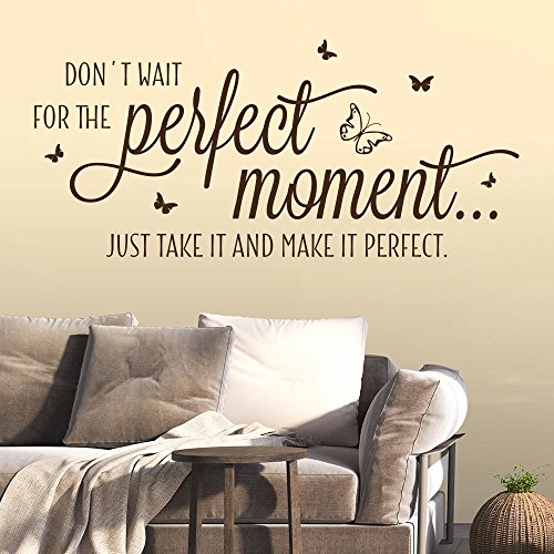 KLEBEHELD® Wandtattoo Perfect Moment | Spruch Don't wait for the... | Größe 80x37cm, Farbe schwarz von Klebeheld