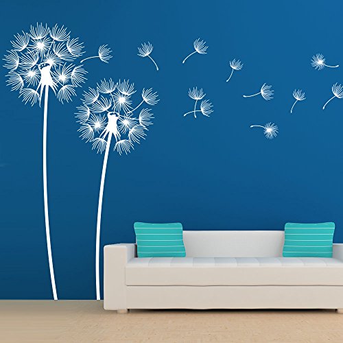 KLEBEHELD® Wandtattoo Pusteblumen im Wind Größe 100cm, Farbe weiss von Klebeheld