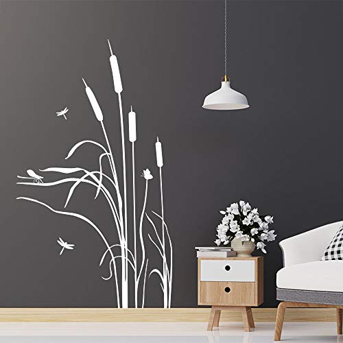 KLEBEHELD® Wandtattoo Schilf im Wind | Gräser | Gras Deko für Wohnzimmer, Flur, Eingang und Wohnbereich Farbe dunkelgrau, Größe 58x100cm von Klebeheld