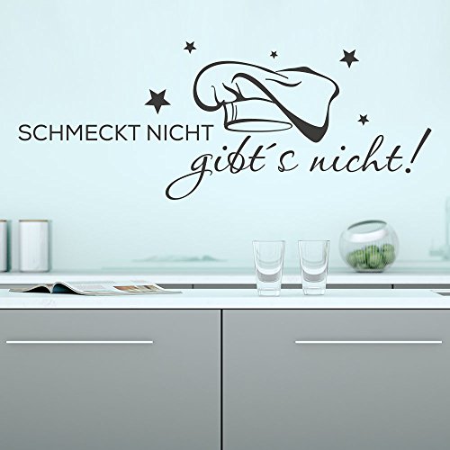 KLEBEHELD® Wandtattoo Schmeckt nicht gibt’s nicht | Spruch Küche | Größe 120x46cm, Farbe schwarz von Klebeheld