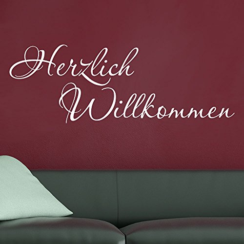 KLEBEHELD® Wandtattoo Schriftzug Herzlich Willkommen - Wandtattoo für den Flur zur Begrüßung Farbe dunkelgrau, Größe 100x35cm von Klebeheld