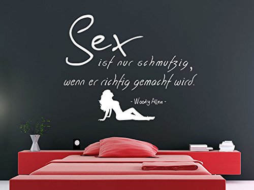 KLEBEHELD® Wandtattoo Sex ist nur schmutzig, wenn er richtig gemacht wird. - Woody Allen (Farbe grau/Größe 112x90cm) von Klebeheld