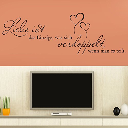 KLEBEHELD® Wandtattoo Spruch Liebe ist das Einzige, was sich verdoppelt | Größe 80x27cm, Farbe beige von Klebeheld