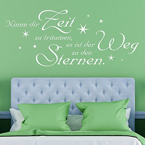 KLEBEHELD® Wandtattoo Spruch Nimm dir Zeit zu träumen, es ist der Weg zu den Sternen. - Schlafzimmer Wandeko - Farbe schwarz, Größe 120x51cm von Klebeheld