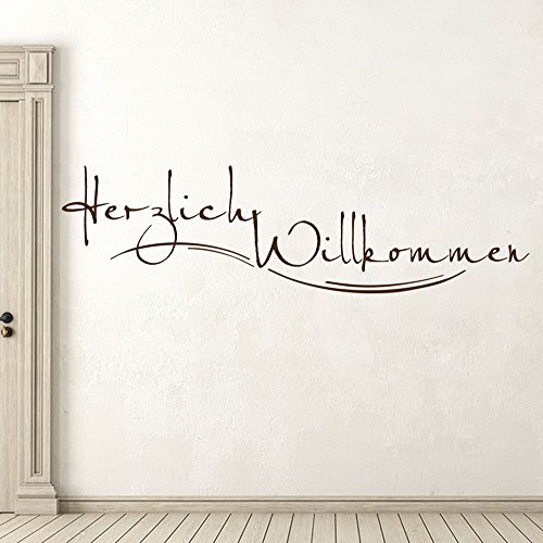 KLEBEHELD® Wandtattoo Stylisches Herzlich Willkommen für Flur und Eingang Farbe beige, Größe 150x41cm von Klebeheld