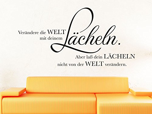 KLEBEHELD® Wandtattoo Verändere die Welt mit deinem Lächeln. Aber laß dein lächeln nicht von der Welt verändern. (Farbe gold/Größe 150x75cm) von Klebeheld