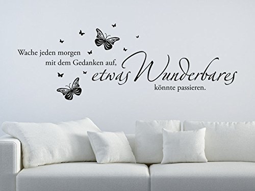 KLEBEHELD® Wandtattoo Wache jeden morgen mit dem Gedanken auf... (Farbe dunkelgrau/Größe 100x35cm) von Klebeheld