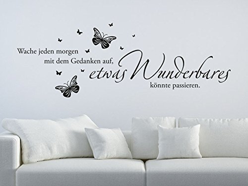 KLEBEHELD® Wandtattoo Wache jeden morgen mit dem Gedanken auf... (Farbe dunkelgrau/Größe 120x42cm) von Klebeheld