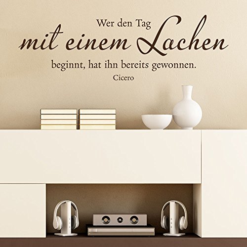 KLEBEHELD® Wandtattoo Wer den Tag mit einem Lachen beginnt... | Spruch Cicero | Farbe dunkelrot, Größe 100x31cm von Klebeheld