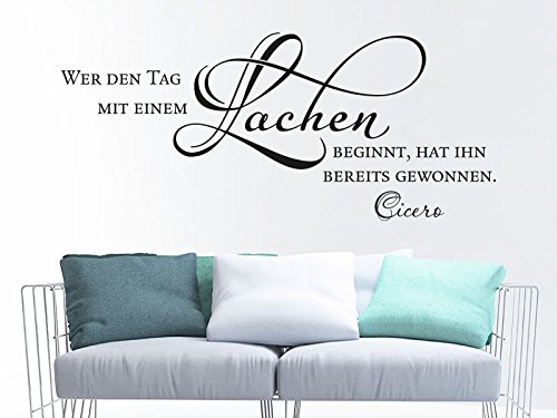 KLEBEHELD® Wandtattoo Wer den Tag mit einem Lächeln beginnt... (Farbe dunkelgrau/Größe 100x43cm) von Klebeheld