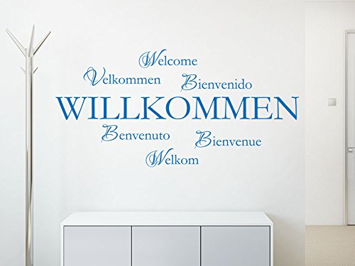 KLEBEHELD® Wandtattoo Willkommen in 7 Sprachen von Klebeheld