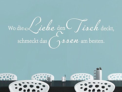 KLEBEHELD® Wandtattoo Wo die Liebe den Tisch deckt, schmeckt das Essen am besten. (Farbe dunkelgrün/Größe 100x23cm) von Klebeheld