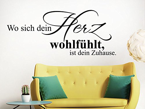 KLEBEHELD® Wandtattoo Wo sich dein Herz wohlfühlt, ist dein Zuhause. No.1 (Farbe dunkelgrau/Größe 80x33cm) von Klebeheld