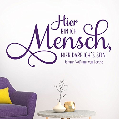 KLEBEHELD® Wandtattoo Zitat Hier bin ich Mensch, hier darf ich´s sein - Goethe Farbe grau, Größe 120x60cm von Klebeheld