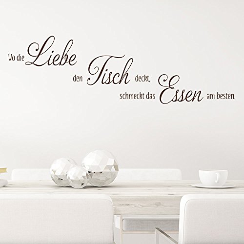 KLEBEHELD® Wandtattoo für Ihre Küche, Esszimmer "Wo die Liebe den Tisch deckt, schmeckt das Essen am besten" Farbe lichtblau, Größe 60x18cm von Klebeheld