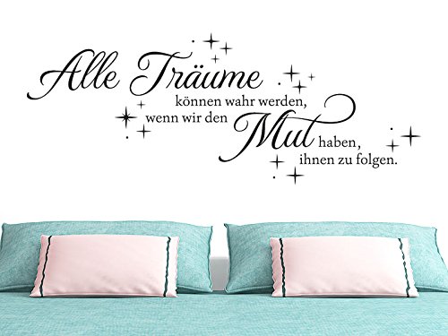 KLEBEHELD® Wandtattoo Alle Träume können wahr werden, wenn wir den Mut haben, ihnen zu folgen. (Farbe weiss/Größe 140x54cm) von Klebeheld