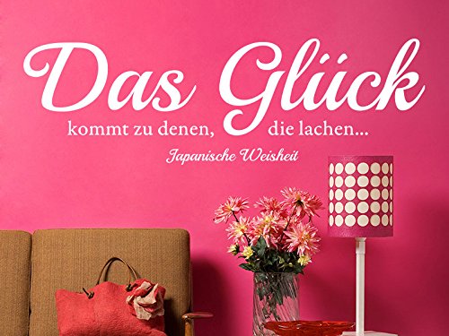 KLEBEHELD® Wandtattoo Das Glück kommt zu denen, die lachen. (Farbe hellbraun/Größe 120x38cm) von Klebeheld