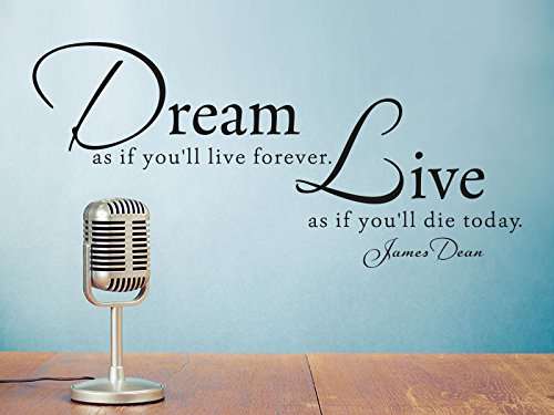 Klebeheld® Wandtattoo Dream as if You`ll live Forever. Live as if You´ll die Today. No. 2 - James Dean (Farbe lichtblau/Größe 80x37cm) von Klebeheld
