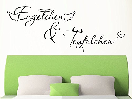 KLEBEHELD® Wandtattoo Engelchen und Teufelchen (Farbe hellgrau/Größe 150x60cm) von Klebeheld