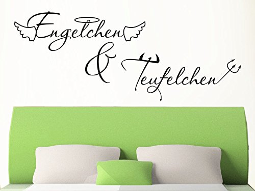 KLEBEHELD® Wandtattoo Engelchen und Teufelchen (Farbe schwarz/Größe 80x32cm) von Klebeheld