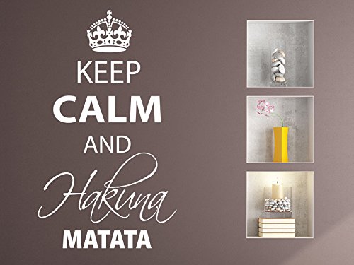 KLEBEHELD® Wandtattoo Keep calm and Hakuna Matata (Farbe weiss/Größe 47x80cm) von Klebeheld