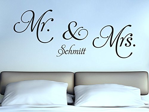 KLEBEHELD® Wandtattoo Mr & Mrs mit Name (Farbe beige/Größe 120x48cm) von Klebeheld