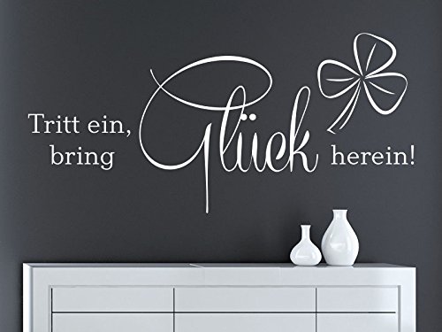 KLEBEHELD® Wandtattoo Tritt ein bring Glück herein mit Kleeblatt von Klebeheld