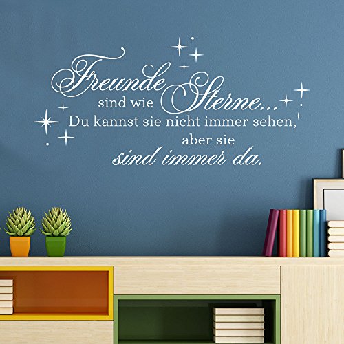 Wandtattoo Freunde sind wie Sterne, du kannst sie nicht immer sehen aber sie sind immer da. (Farbe schwarz/Größe 80x37cm) von Klebeheld