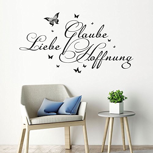 Wandtattoo Glaube Liebe Hoffnung (Farbe schwarz/Größe 80x43cm) von Klebeheld