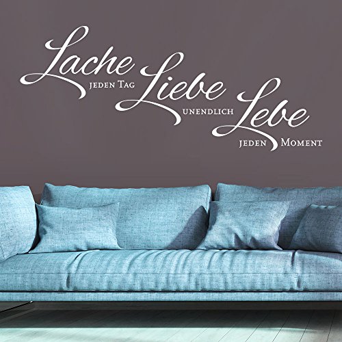 Wandtattoo Lache jeden Tag Liebe unendlich - Lebe jeden Moment (Farbe enzian/Größe 100x42cm) von Klebeheld