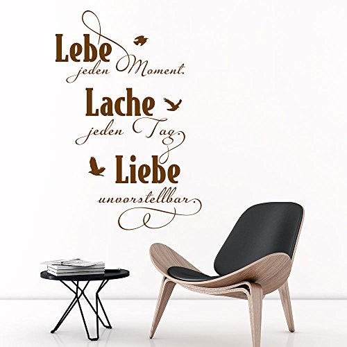 Wandtattoo Lebe jeden Moment, Lache jeden Tag, Liebe unvorstellbar (Farbe braun/Größe 67x100cm) von Klebeheld