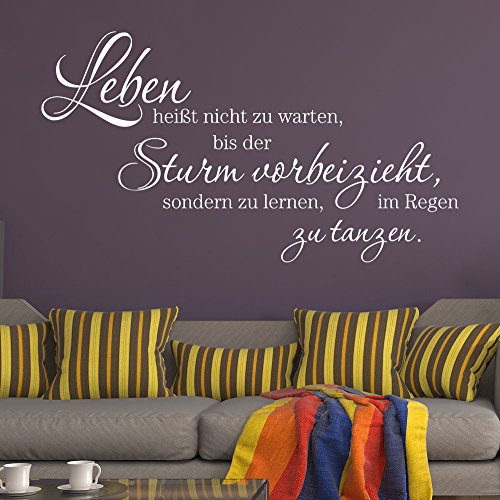 Wandtattoo Leben heißt im Regen zu tanzen (Farbe grau/Größe 80x44cm) von Klebeheld