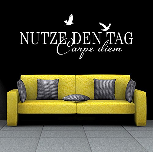 Wandtattoo Nutze den Tag - Carpe diem No.2 (Farbe hellbraun/Größe 100x40cm) von Klebeheld