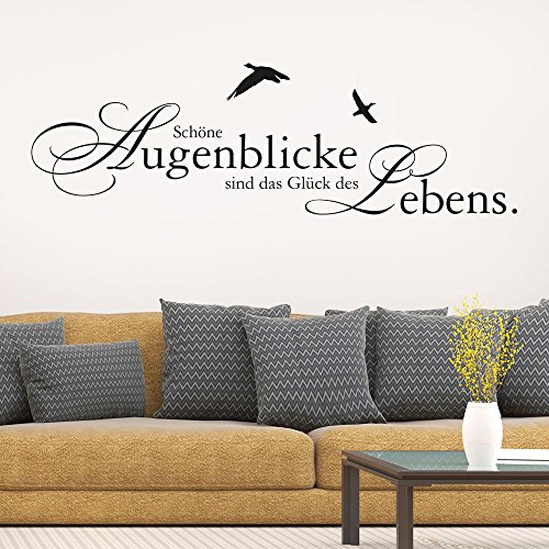 Wandtattoo Schöne Augenblicke sind das Glück des Lebens (Farbe dunkelgrau/Größe 140x44cm) von Klebeheld