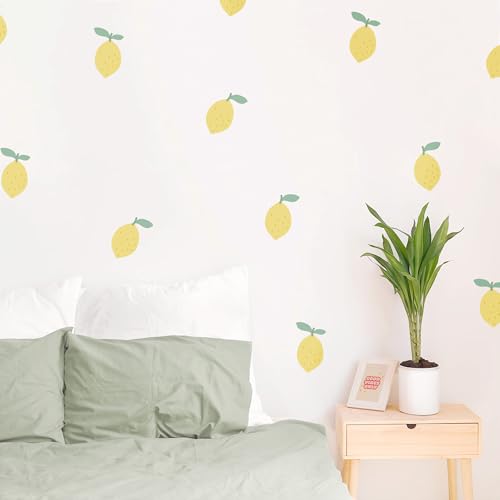 Klebekerlchen® | Wandtattoo Kinderzimmer Mädchen & Junge, Wandsticker selbstklebend, wiederverwendbare & rückstandsfreie Kinderzimmer Deko – Wandtattoo Zitronen Sticker (Set mit 14 Motiven) von Klebekerlchen