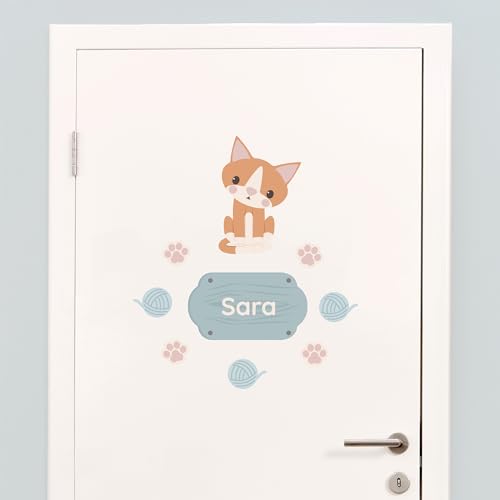 Klebekerlchen - Tür-Sticker für dein Kinderzimmer - Graue Katze von Klebekerlchen