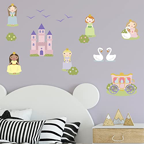 Klebekerlchen® | Wandtattoo für das Kinderzimmer, Wandsticker mit Schloss und Prinzessin, selbstklebend - Prinzessinnen (Set mit 17 Motiven) von Klebekerlchen