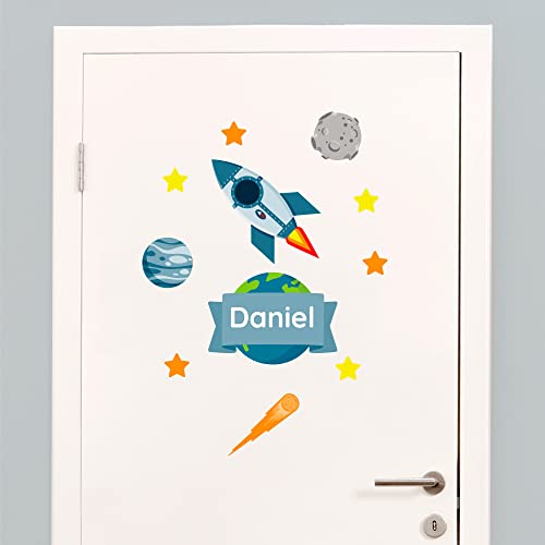 Klebekerlchen - Tür-Sticker für dein Kinderzimmer - Weltraum Rakete von Klebekerlchen