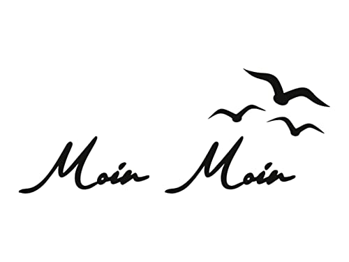 KLEBEKÖNIG Aufkleber Moin Moin Schriftzug Möwen - Sticker Autoaufkleber Scheibenaufkleber Motorradaufkleber Meer Camping - 2 Größen (30cm x 12 cm) von Klebe könig