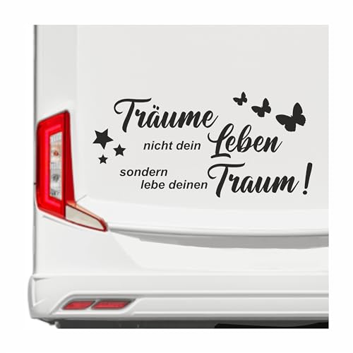 KLEBEKÖNIG Aufkleber Träume nicht dein Leben - Sticker Autoaufkleber Scheibenaufkleber Motorradaufkleber Meer Camping - 3 Größen (50cm x 24cm) von Klebe könig