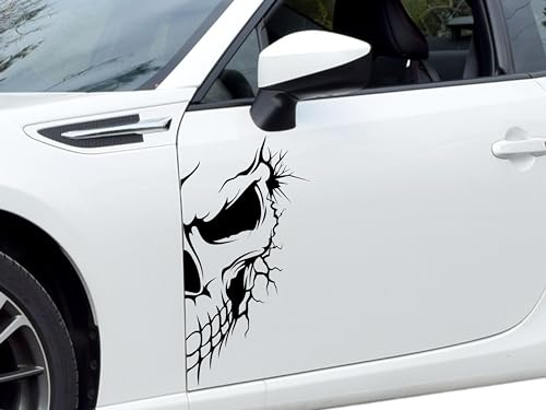 KLEBEKÖNIG Autoaufkleber - Totenkopf Skull - SET 2-Teilig Tuning Aufkleber Sticker Tattoo für Auto Auto-Aufkleber Fahrzeug Dekor Folie von Klebe könig