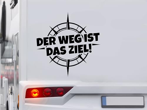 KLEBEKÖNIG Kompass Aufkleber - Der Weg ist das Ziel - Wohnmobil Wohnwagen Camping Autoaufkleber Reisen Van Bus Dekor Caravan Wohnanhänger Camper von Klebe könig