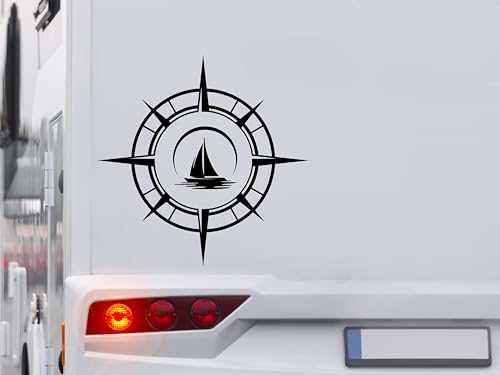 KLEBEKÖNIG Kompass Aufkleber - Segeln Boot segel - Wohnmobil Wohnwagen Camping Autoaufkleber Reisen Van Bus Dekor Caravan Wohnanhänger Camper von Klebe könig