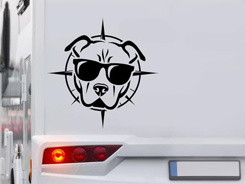 KLEBEKÖNIG Kompass Aufkleber - cooler Hund - Wohnmobil Wohnwagen Camping Autoaufkleber Reisen Van Bus Dekor Caravan Wohnanhänger Camper von Klebe könig