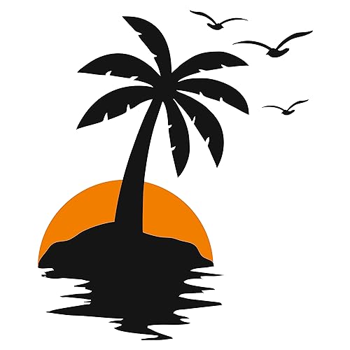 KLEBEKÖNIG Palme 2-Farbig Sonne - Sticker Autoaufkleber Scheibenaufkleber Motorradaufkleber Meer Camping Möwe Spruch klein groß von Klebe könig