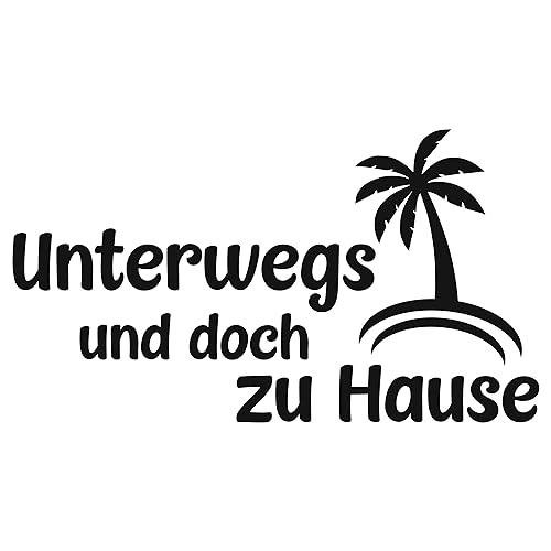 KLEBEKÖNIG Unterwegs und doch Zuhause Palme - Sticker Autoaufkleber Scheibenaufkleber Motorradaufkleber Camping Wohnmobil Van Caravan Motorrad von Klebe könig