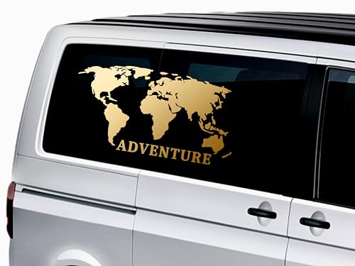 KLEBEKÖNIG Weltkarte Aufkleber - Wohnwagen Wohnmobil Adventure Welt Sticker Autoaufkleber Scheibenaufkleber Wohnwagenaufkleber groß von Klebe könig