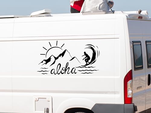 KLEBEKÖNIG Wohnmobil Wohnwagen Aufkleber - Aloha Surfer Surf - Camping Autoaufkleber Reisen Van Bus Dekor Caravan Wohnanhänger Camper von Klebe könig