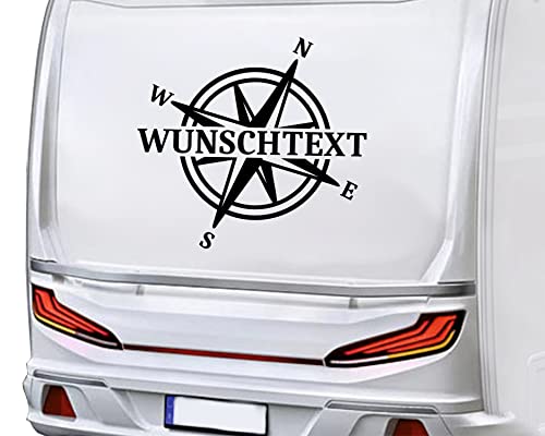 KLEBEKÖNIG Wunschtext Aufkleber Wohnmobil Wohnwagen Kompass personalisierbar Autoaufkleber Auto Caravan von Klebe könig